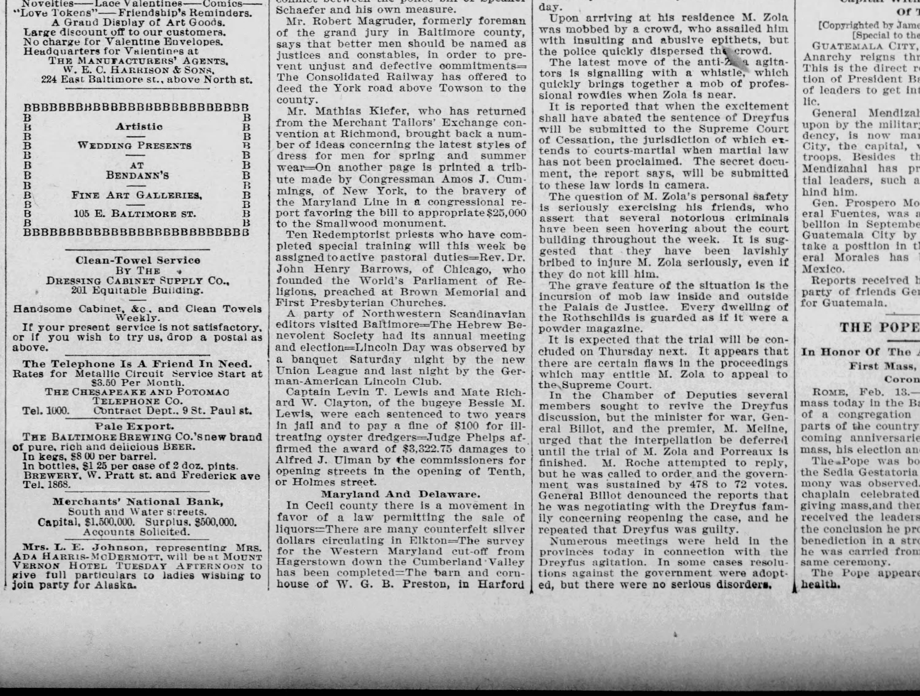 Bessie M. Lewis newspaper article